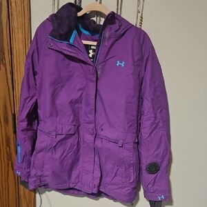 Under Armour Purple Hooded Ski Jacket with Aqua Logo